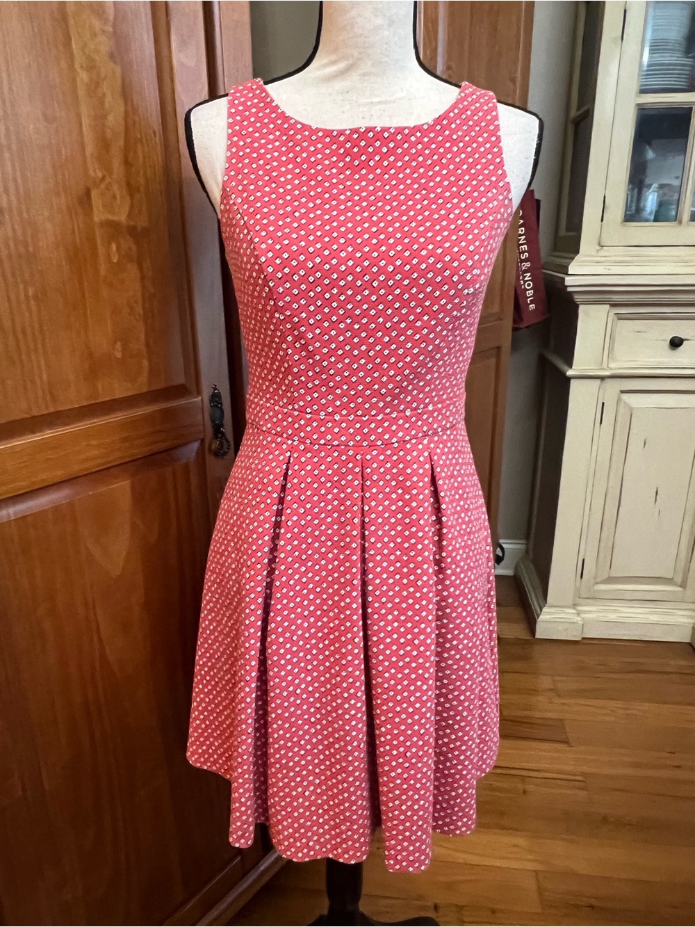 The Limited Coral Pink Polka Dot Sleeveless Fit-and-Flare Dress